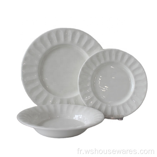 12 pcs en porcelaine blanche ensembles d&#39;assiettes en céramique blanche